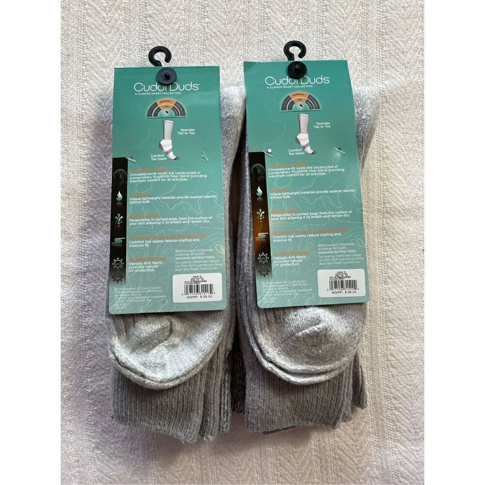 CUDDL DUDS MENS ClimateSmart TWO 2-PackS Sports Stripe and Colorblock Crew Socks